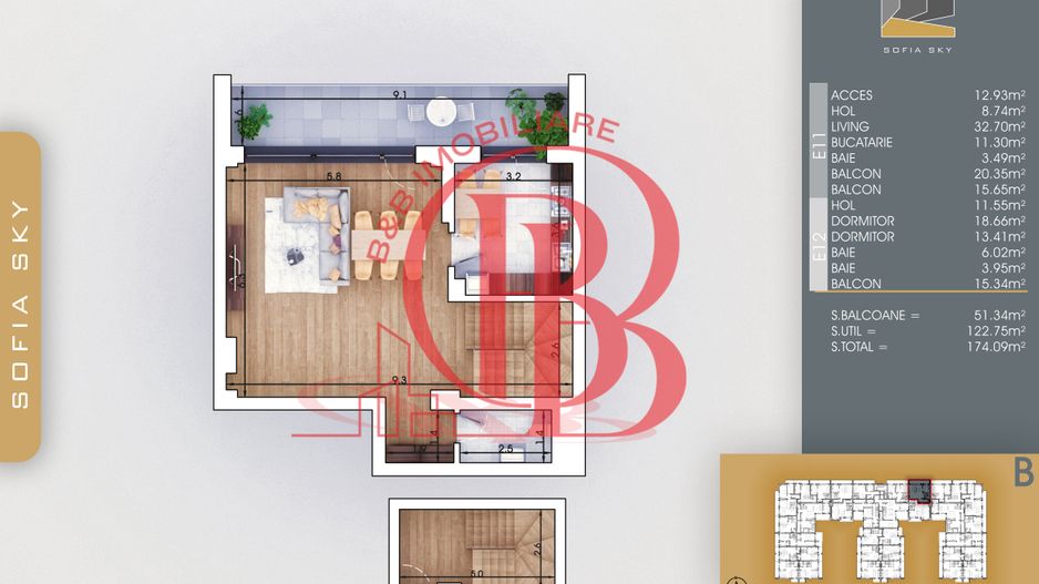 Theodor Pallady 3 camere Duplex Bloc Finalizat 7min Metrou - Schiță 2