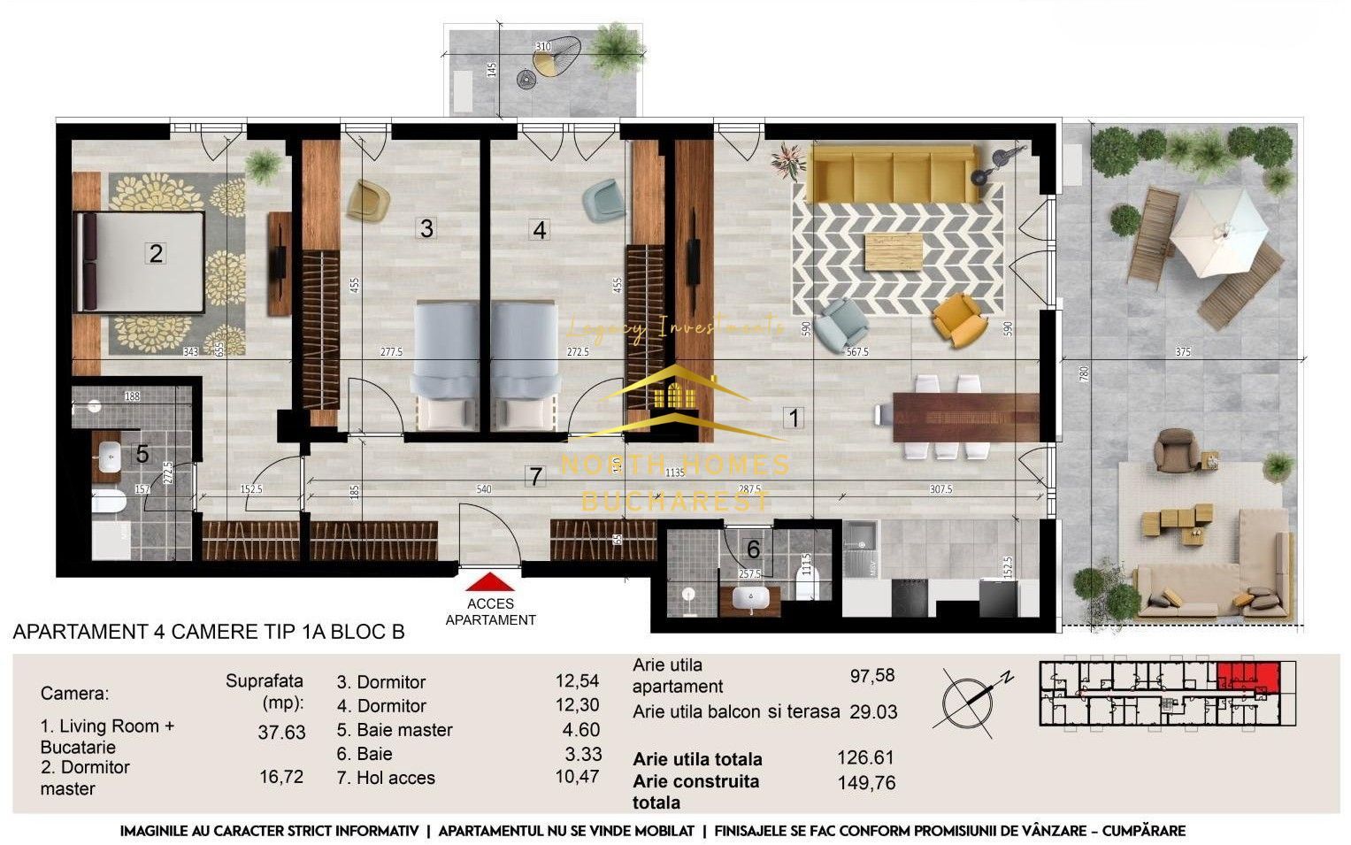 Apartament 4 camere, 2 bai, terasa 20 mp - Metrou Sisesti, Comision 0 - Poză 1