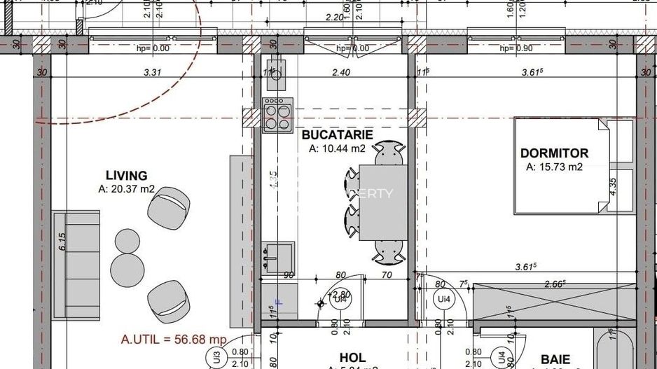 Apartament 2 camere, 56.68 mp-etaj 1- Doamna Stanca, Selimbar - Schiță 10