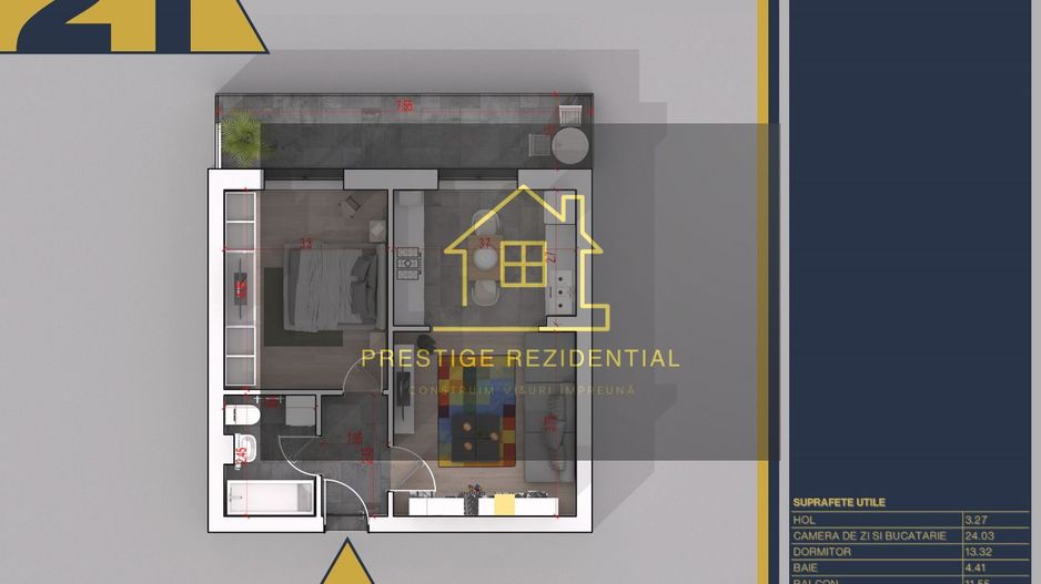 Apartament tip Studio, Finalizat ,12 Minute Metrou N.Teclu - Schiță 3