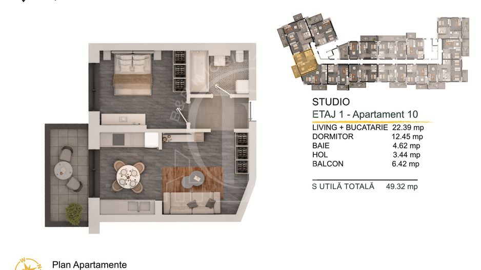 Th. Pallady-Apartament 2 camere Studio Loc de parcare Bonus - Schiță 2