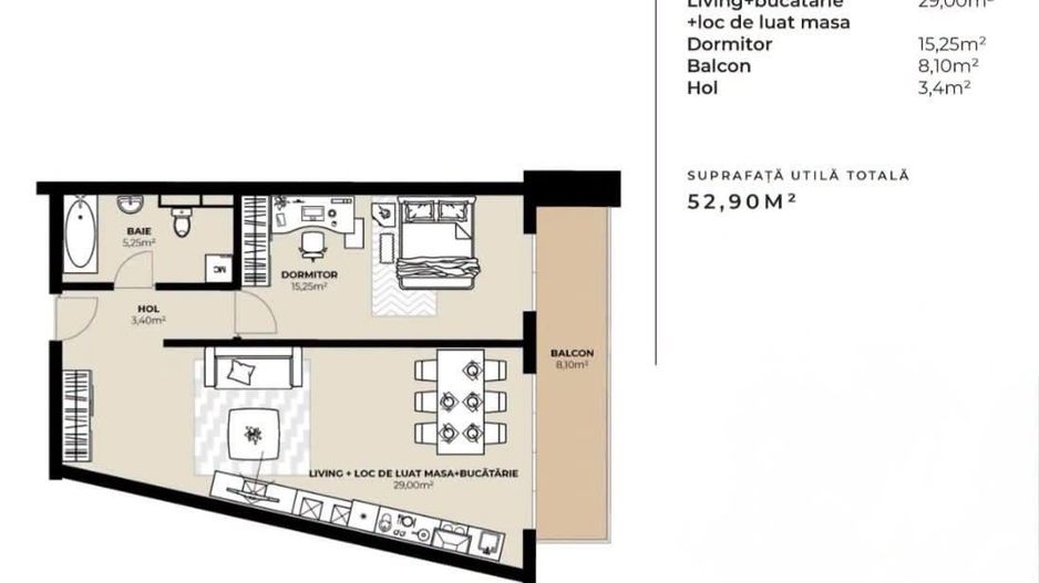 Apartament nou de vânzare | 2 camere | etaj intermediar | balcon - Poză 1
