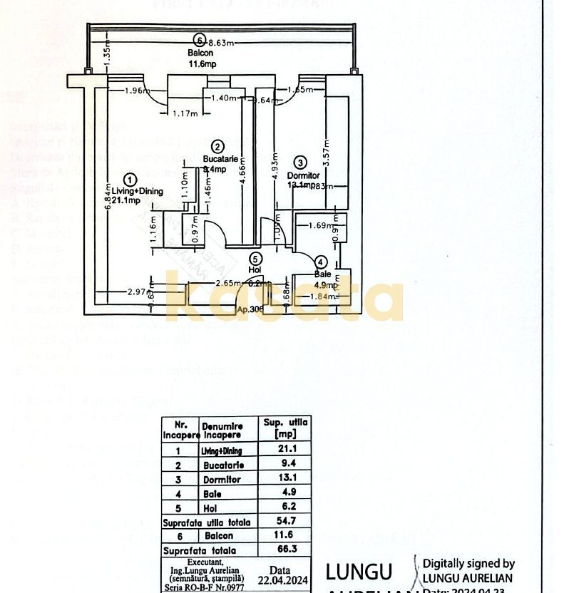 2 camere I et4 I mobilat si utilat I First Estates I 55 utili - Schiță 17