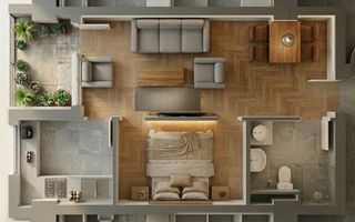 Apartament | 1 cameră |  50,95 MPU  | Balcon |  Veterani - Poză 1