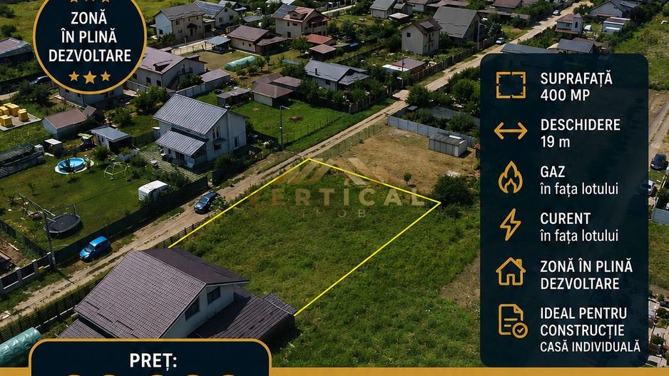 Teren 400 mp, 19 m deschidere,  Berceni - Poză 1