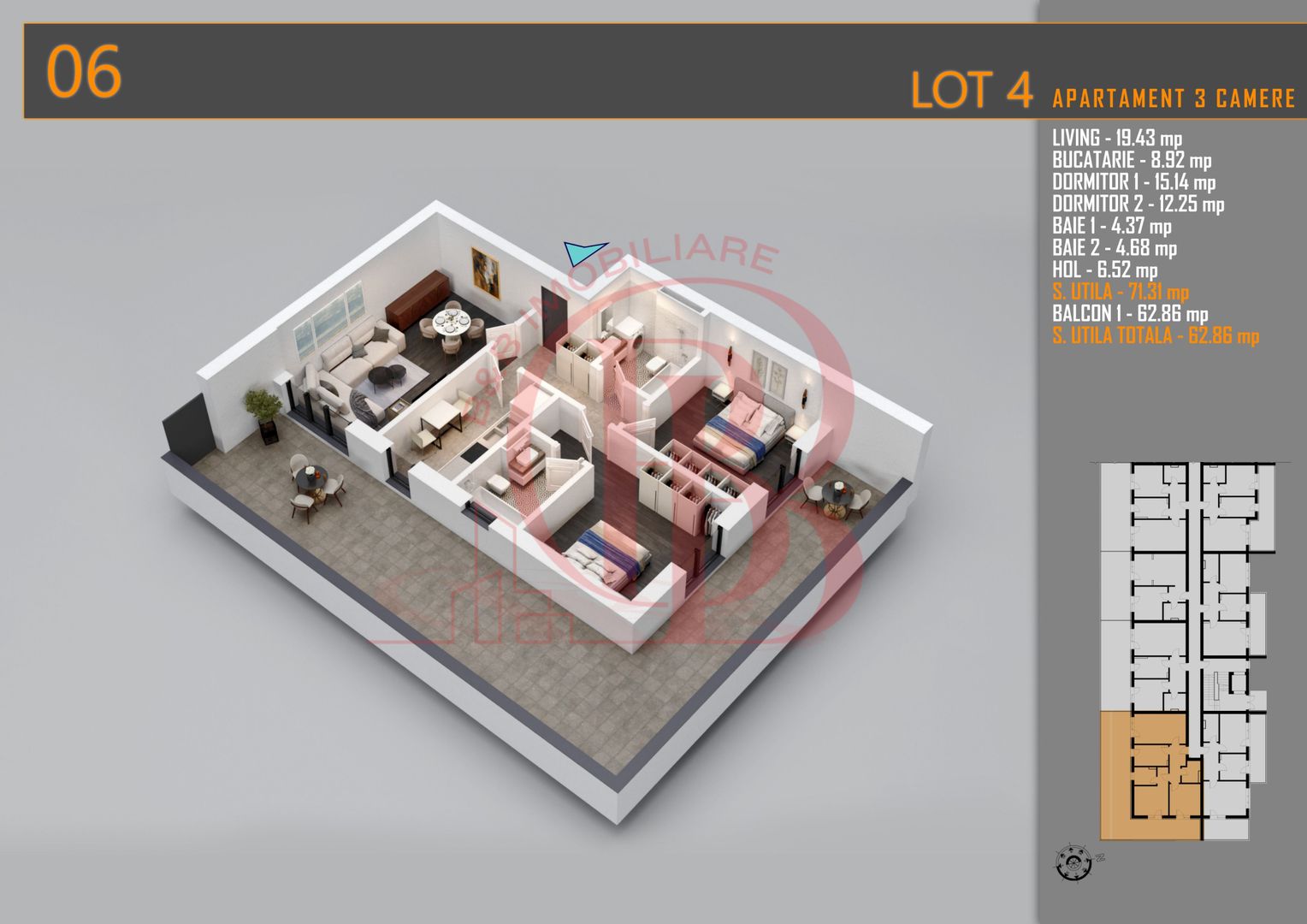 Apartament 3 camere Titan Th. Pallady-Sector 3-Metrou Teclu - Schiță 1