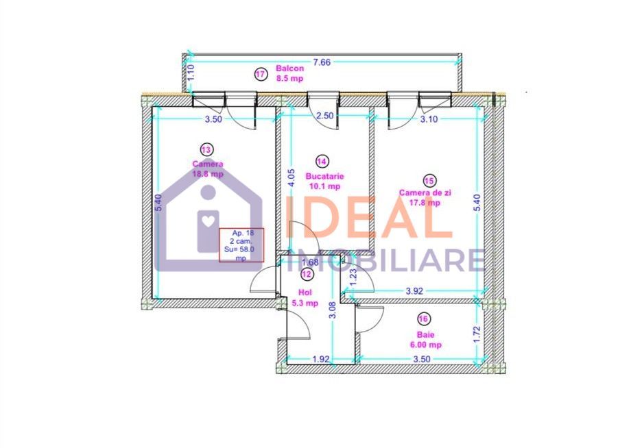 Apartament cu 2 camere de vânzare – Doamna Stanca - Schiță 9