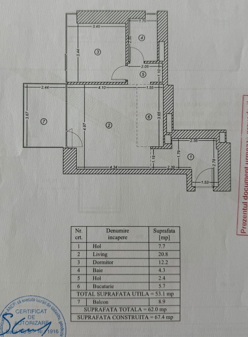 Apartament 2 camere de vanzare One Verdi vedere Park. - Schiță 11