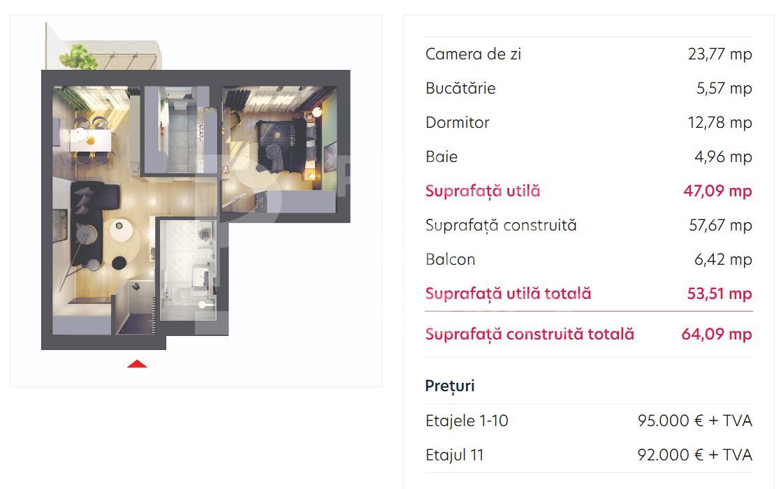 Vânzare, apartament, 2 camere tip 3B, Hils Brauner, București - Poză 2