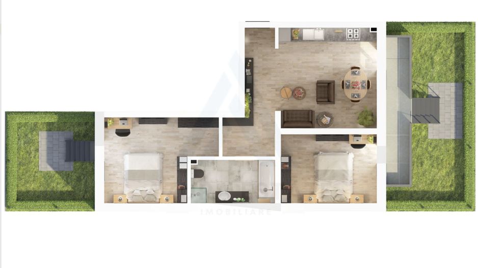 Apartament 61.2 mp utili 3 camere si gradina 47 mp in Dna Stanca - Poză 1