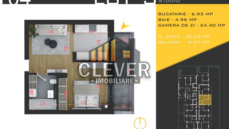 Garsoniera dubla 45 mp Theodor Pallady Metrou Teclu - Poză 2