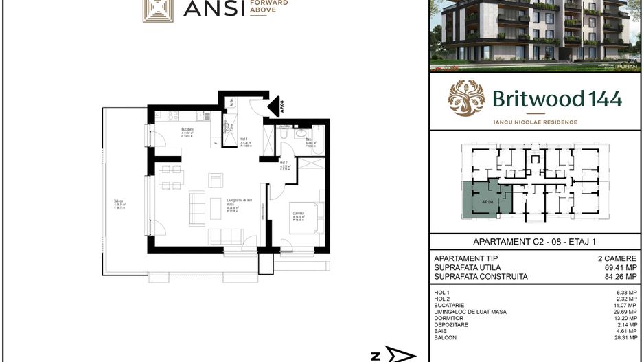 De vânzare apartament 2 camere – BRITWOOD 144, Iancu Nicolae - Poză 2