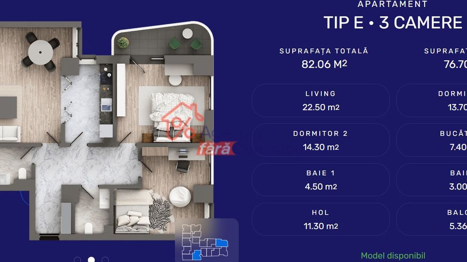 Apartament 3 CD, 82mp, Galata, - Poză 1