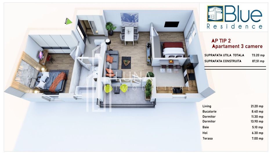 Apartament 3 camere cu terasă 7 mp – Direct de la dezvoltator - Poză 18
