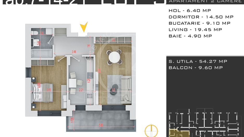2 camere decomandat -Theodor Pallady-Metrou Nicolae Teclu - Schiță 13