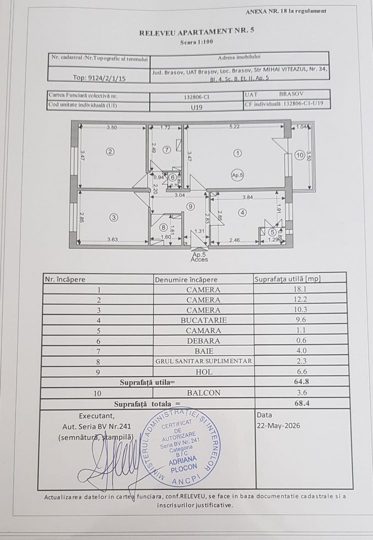 Antecontractat! Apartament cu 3 camere in Centrul Civic, strada Mihai Viteazul - Schiță 24