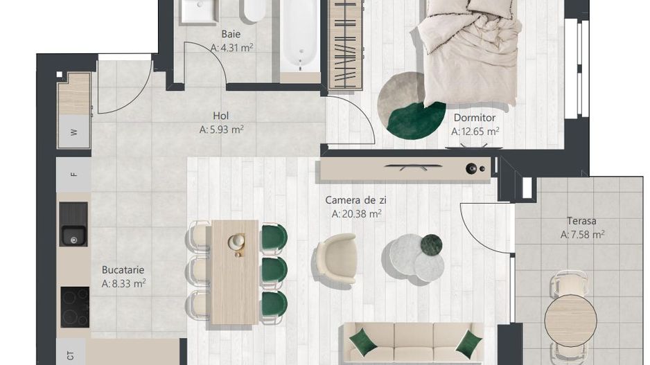 Apartament nou cu 2 camere | Denya Forest - Schiță 9