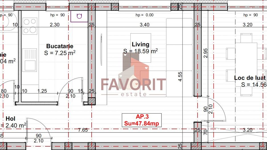 Bloc Nou. Disponibil imediat. Bucatarie inchisa. Parcare in CF. - Schiță 12