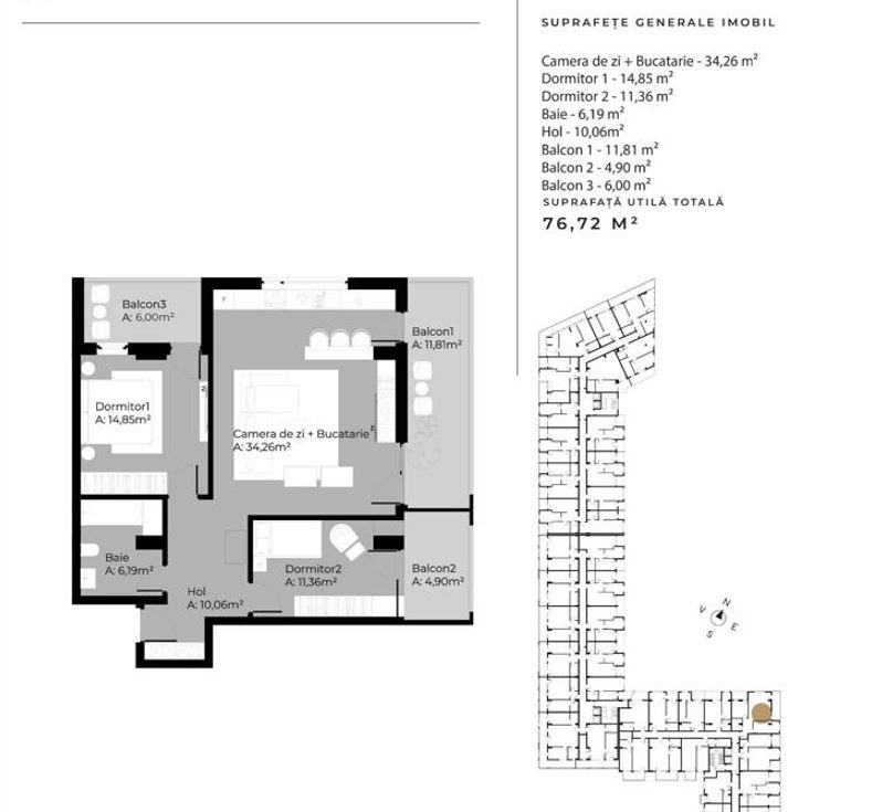 | Apartament cu 3 camere | Etaj intermediar | Cartierul Gheorgheni | - Poză 1
