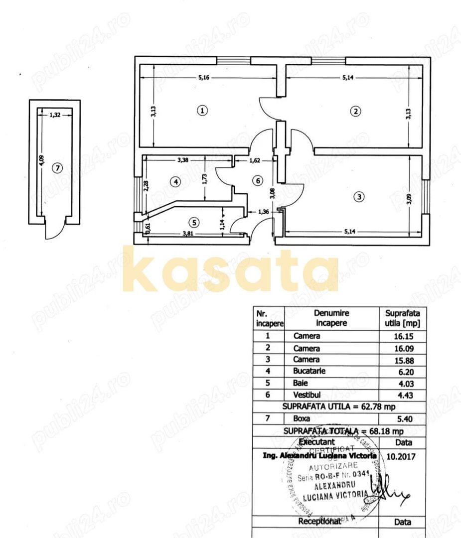 3 camere de închiriat | Floreasca | 63 mp | renovat | boxă - Schiță 5