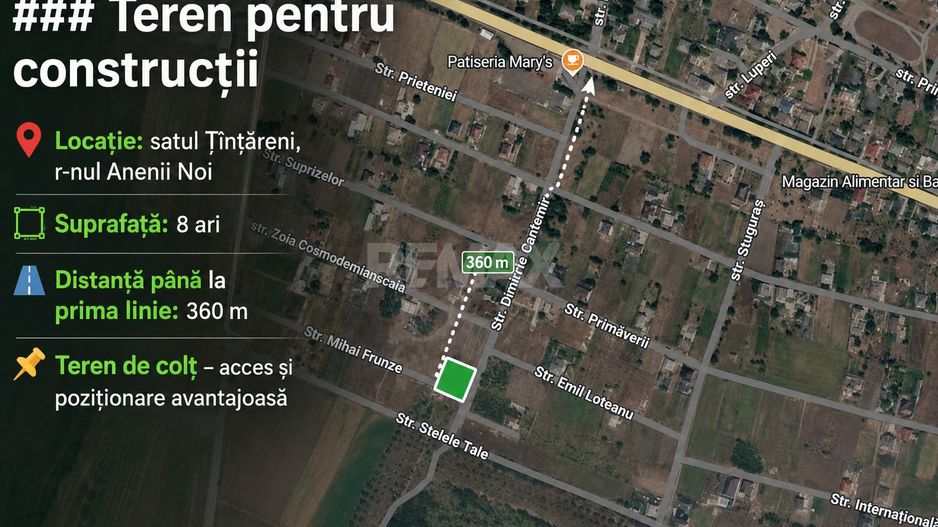 TEREN PENTRU CONSTRUCȚIE – 8 ARI | ȚÎNȚĂRENI, ANENII NOI - Poză 1