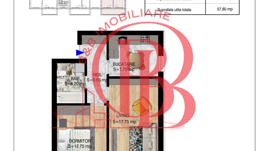 2 camere decomandat   Pallady Metrou Nicolae Teclu - Schiță 11