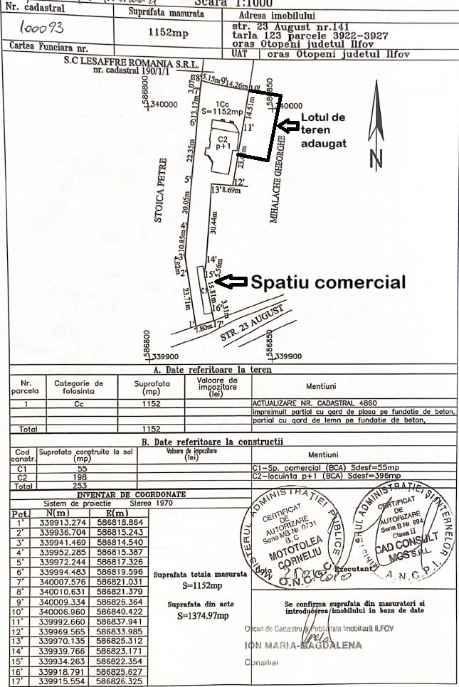 Vilă 10 camere + spațiu comercial | teren 1.300 mp | Otopeni 23 August - Schiță 42