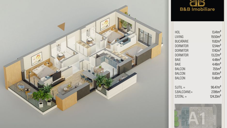 4 camere Complex Premium-piscina - pista alergare in incinta - Schiță 1