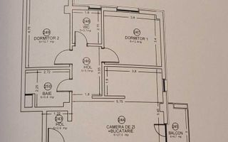 Apartament 3 camere Soarelui bloc nou etaj 1 - Schiță 7
