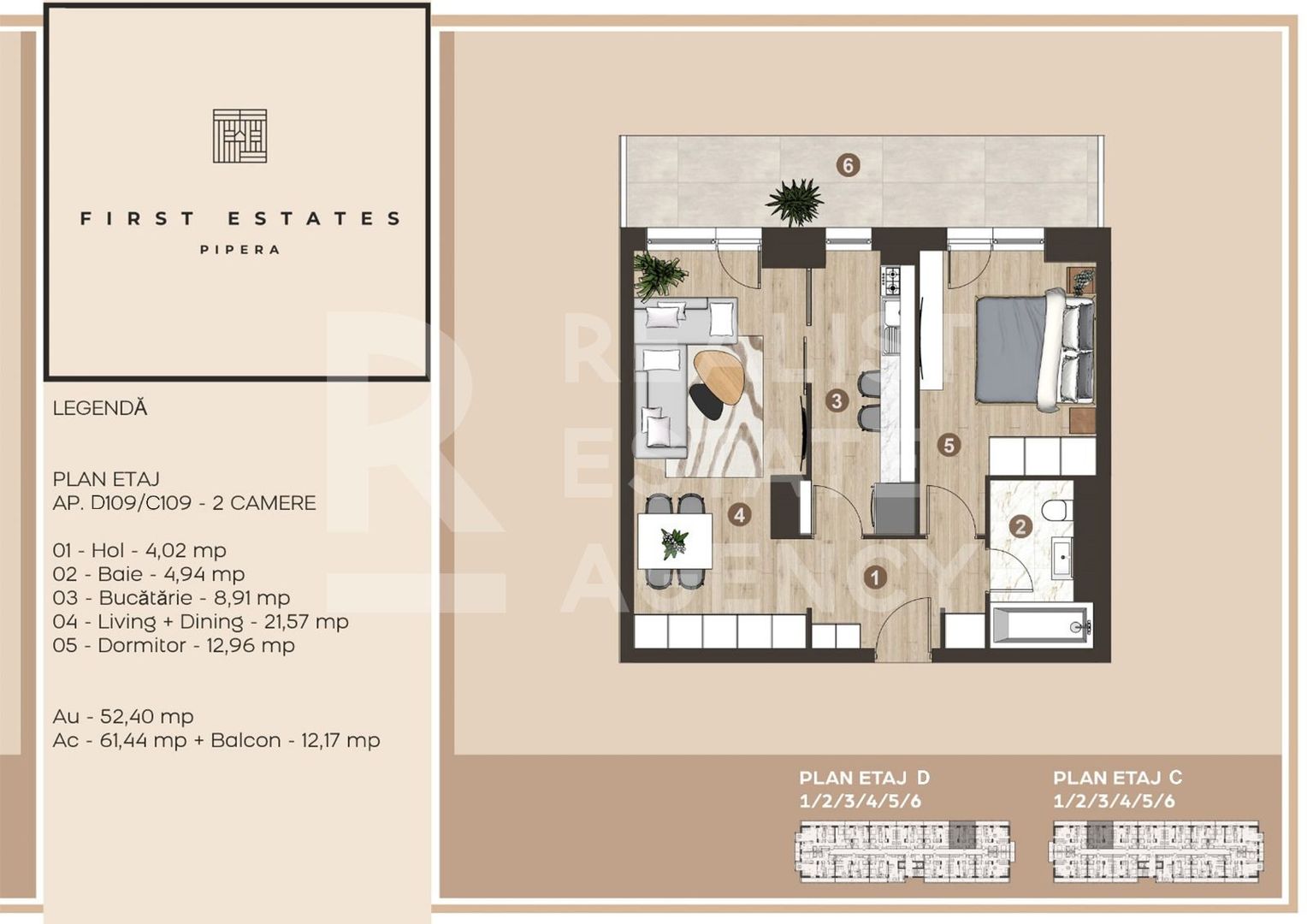 Vânzare, apartament, 2 camere, First Estates Pipera - Schiță 12