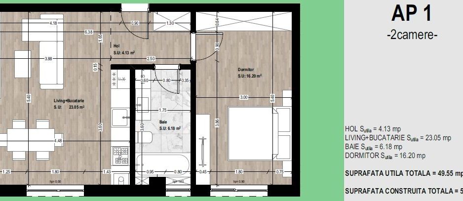 Apartament 2 camere Otopeni central 50 mp | comision 0 - Schiță 14