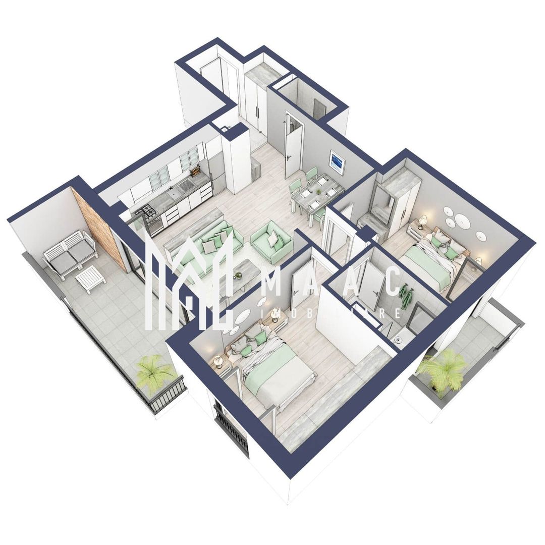 Apartament 3 camere | Balcoane 15.1 mp | Etaj 2 | Turnisor - Poză 2