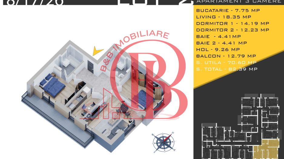 3 camere Parcare Bonus Titan Pallady Pret Promo de Lansare - Schiță 8