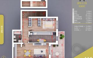 Apartament 2 camere,Dressing,Debara,Panorama superba,PARCARE,Pallady - Poză 5