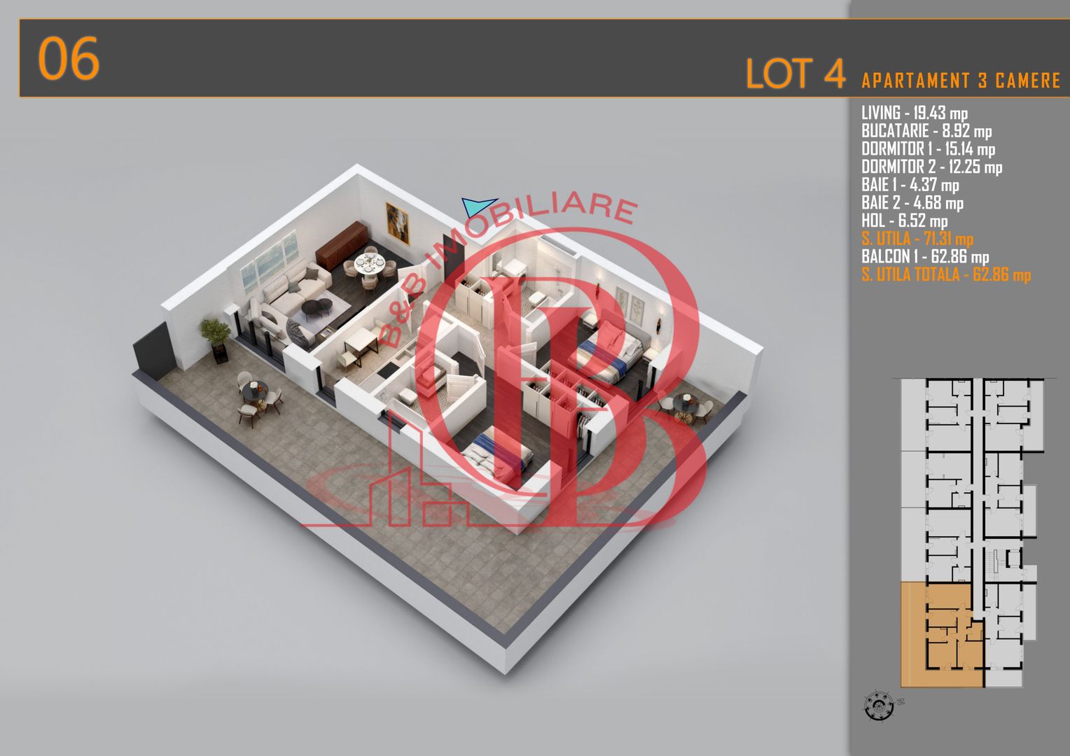 Apartament 3 camere Titan Th. Pallady-Sector 3-Metrou Teclu - Schiță 1