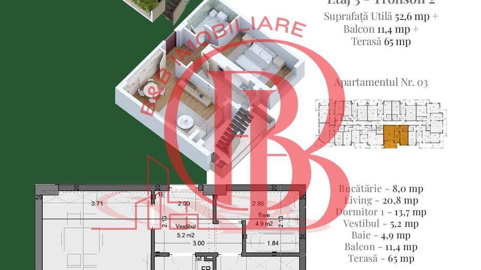 Apartament 2 camere cu Rooftop Privat Nicolae Teclu - Schiță 2