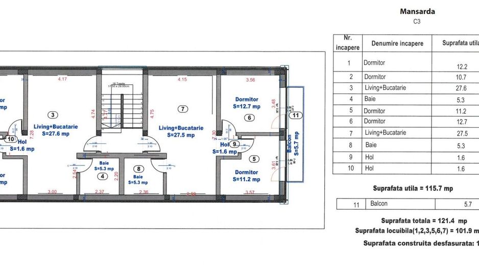 Apartament 3 camere finisat LA CHEIE - Turnisor Sibiu - Schiță 7