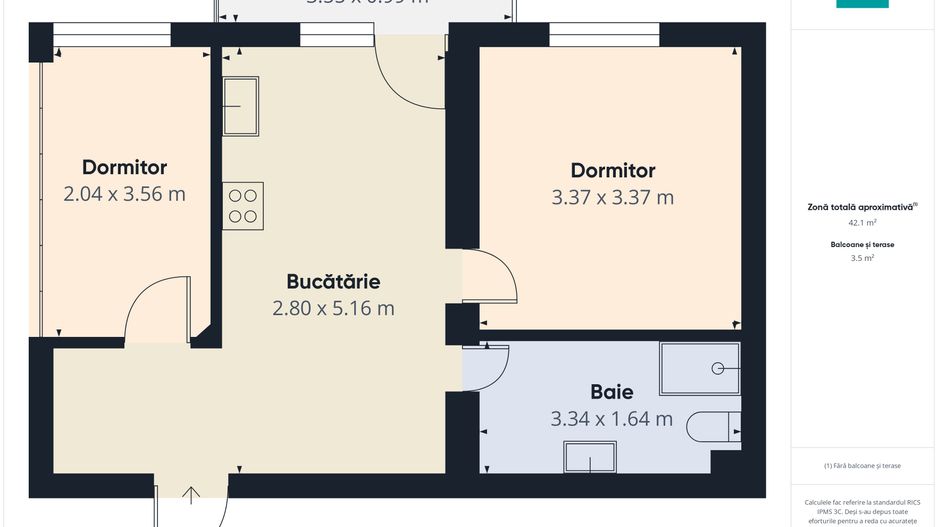 Apartament cu 2 camere la bloc nou în Pârneava - Poză 7