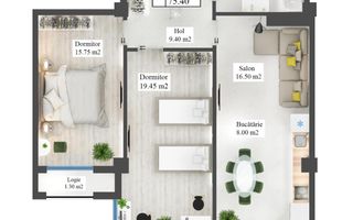 Vânzare, apartament, 3 camere, strada Nicolae Testimițeanu, Botanica - Poză 3
