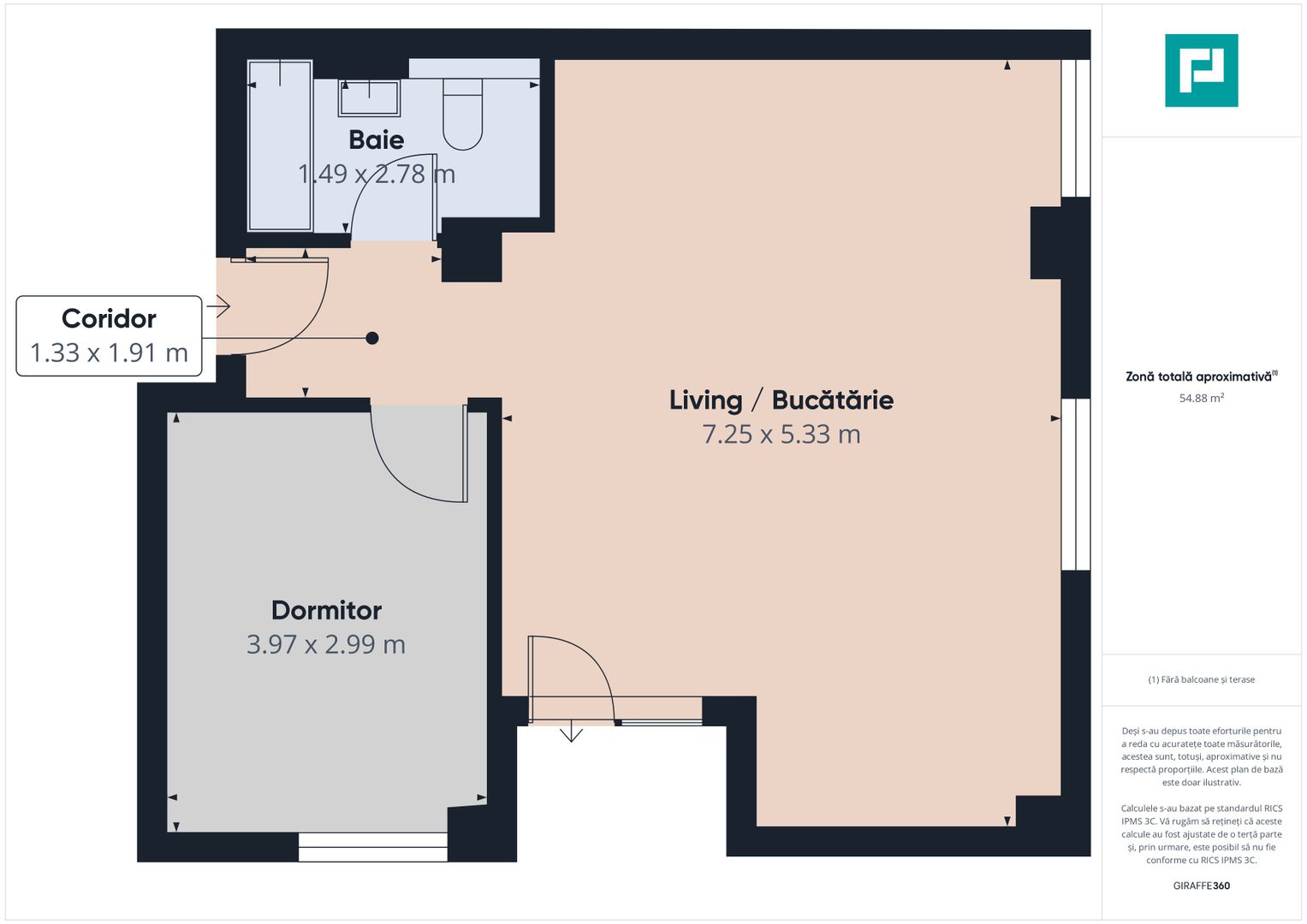 Apartament 2 camere | 55mp | Etaj 2 | Torontalului - Poză 9