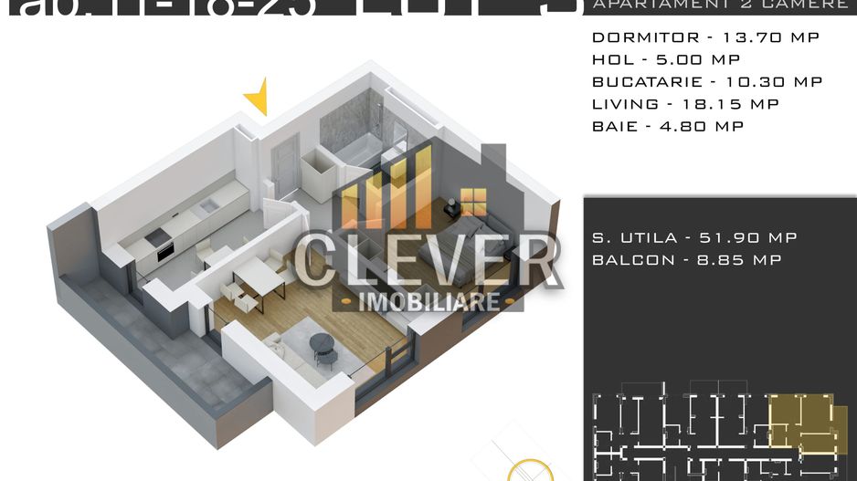 Apartament 2 Camere Decomandat, Comision 0%, Metrou Teclu – Pallady - Poză 2