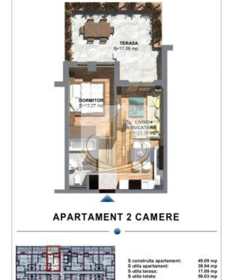 Apartament cu 2 camere, terasa si loc parcare - Poză 1