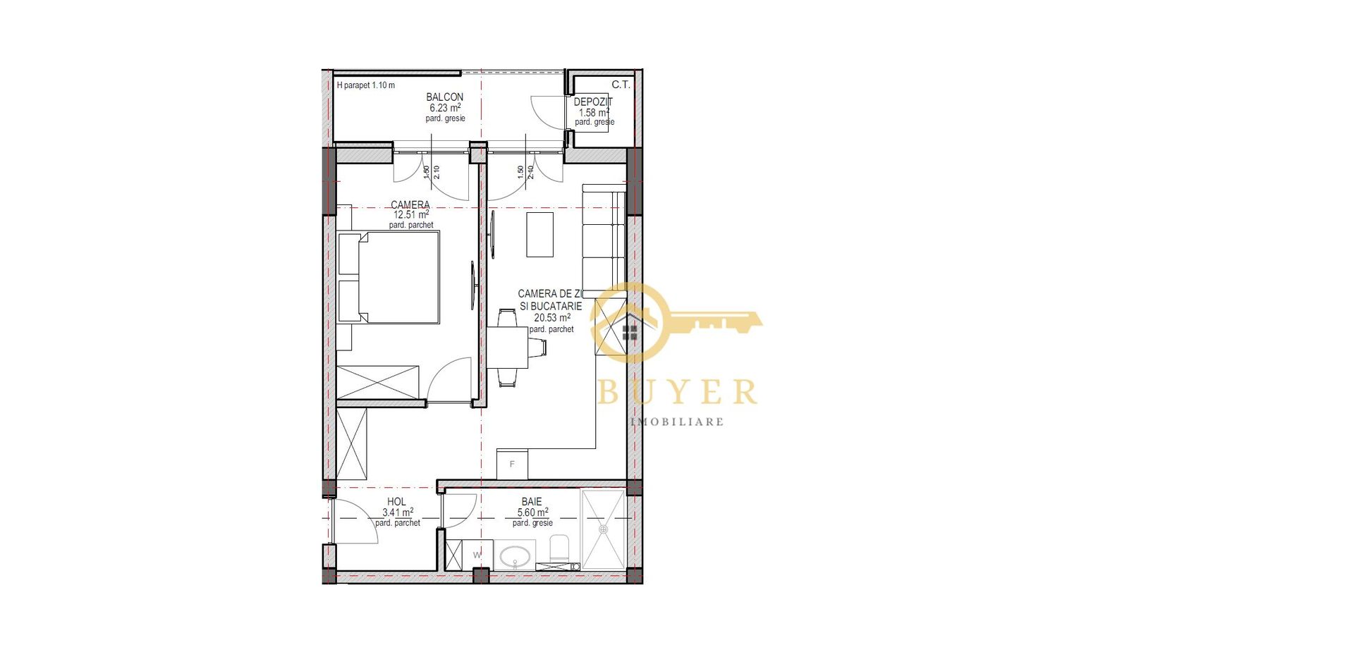 Apartament cu 2 camere in Sibiu - Etaj 1- bloc nou, cu lift - Poză 4