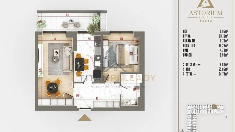2 Camere,65 Mp,Design Modern,Gata de Mutare ,Astorium Pallady - Poză 6