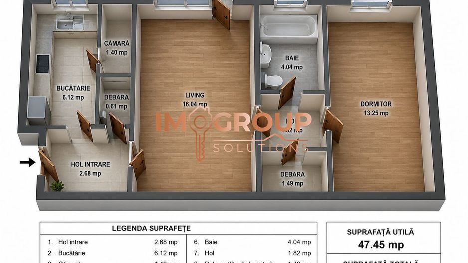 TATARASI - ETAJ 2 - BLOC FARA RISC - APARTAMENT CU 2 CAMERE - Poză 2