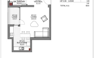 VANZARE APARTAMENT 2 CAMERE | LIZEANU | BLOC NOU | PARCARE | TERASA - Schiță 15