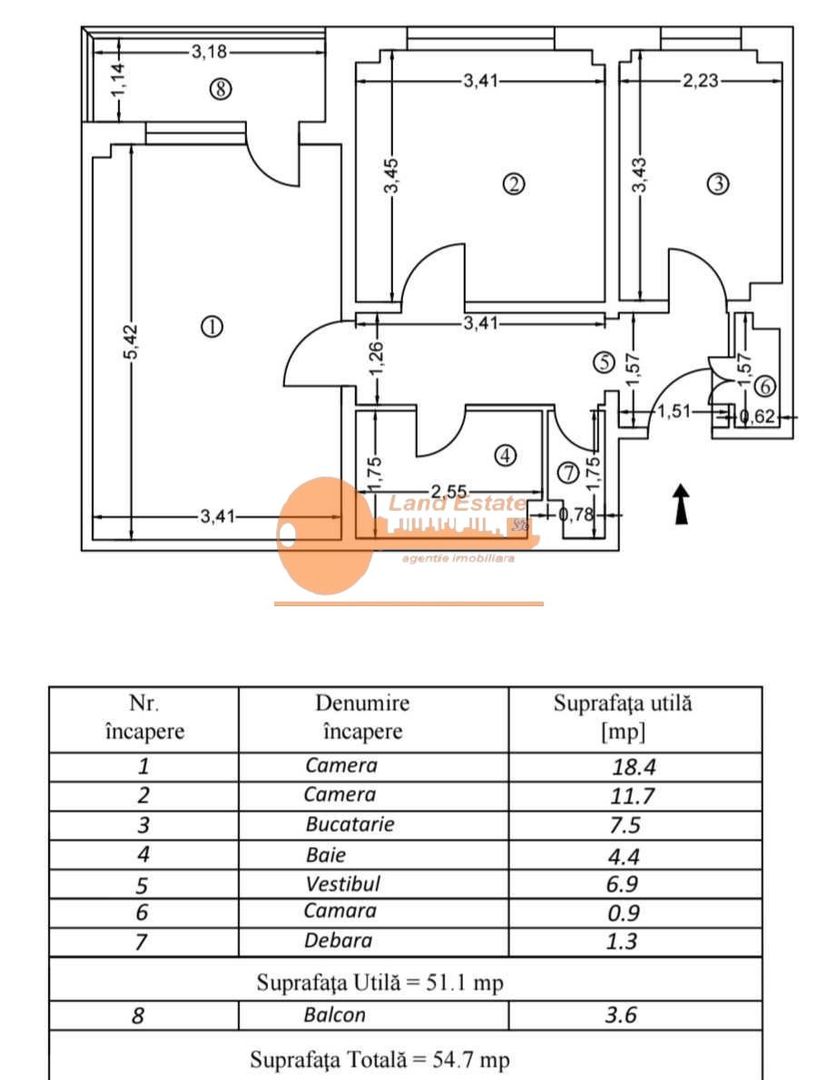 Apartament 2 camere | Gorjului |  55 mp | 5 min metrou - Schiță 8