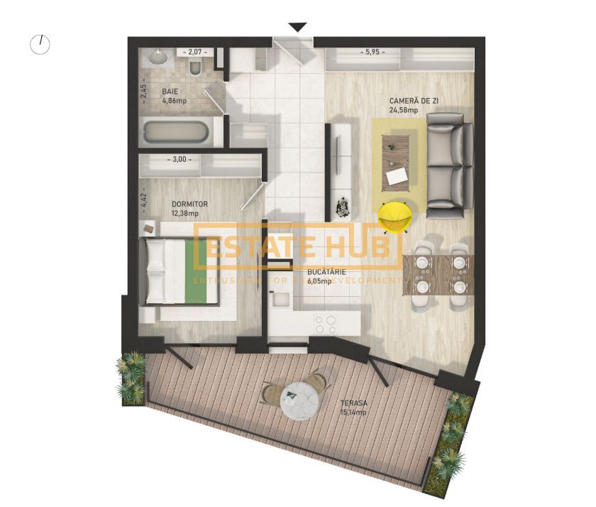 Apartament cu 2 camere și terasă de 15 mp | The Nest - Poză 20