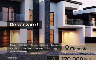 Duplex P+E cu 4 camere si garaj in Giarmata,  comision 0% - Poză 1