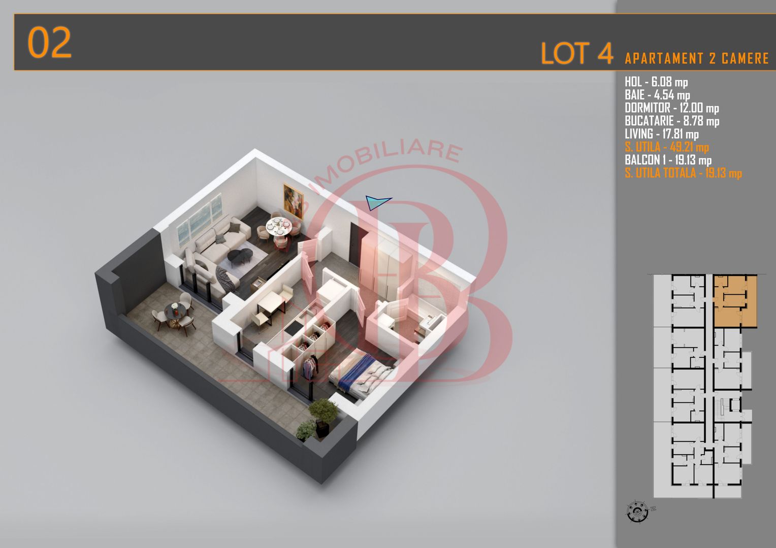 Apartament 2 camere cu Terasa Titan-Pallady-Metrou Teclu - Schiță 9